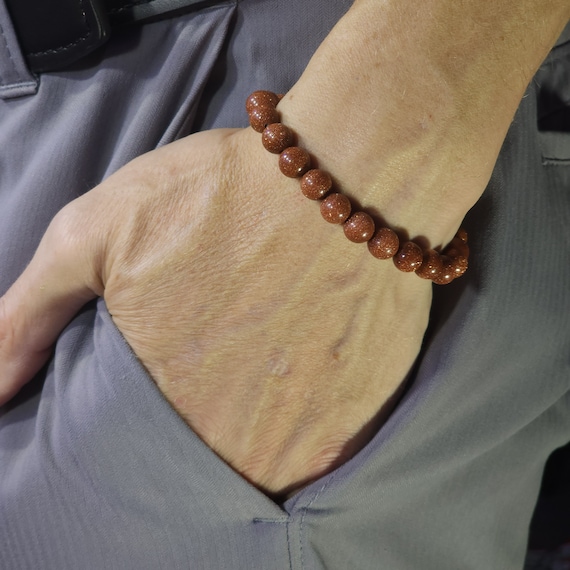 Goldstone Stretch Bracelet |  8mm Genuine Gemstone | Handmade to Order