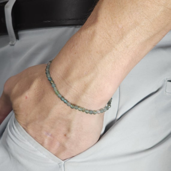 Ice Apatite Beaded Minimalist Stretch Bracelet | 4mm Faceted Genuine Natural Gemstone | Handmade to Order
