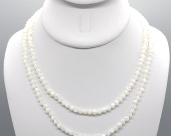 Mother of Pearl Beaded Choker/Necklace | 15" Genuine Natural Gemstone | Handmade | Hypoallergenic Version Available