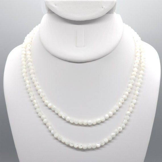 Mother of Pearl Beaded Choker/Necklace | 15" Genuine Natural Gemstone