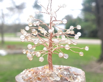 Citrine Mini Copper Tree | Handmade Decor for Home, Office, Bedroom, or Workshop | Baby Shower or New Relationship Gift