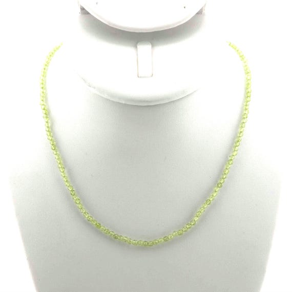 Peridot Beaded Minimalist Choker/Necklace | 3mm Genuine Natural Faceted Gemstone | Handmade to Order | Hypoallergenic Version Available