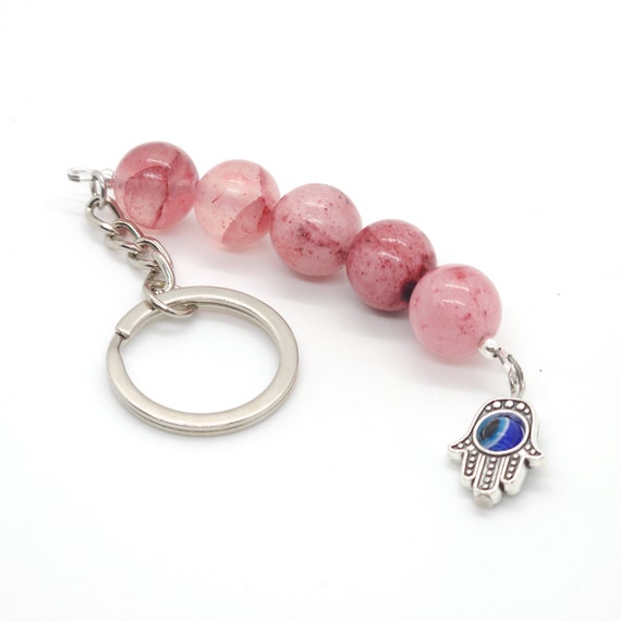 Persian Pink Jade Key Chain | Genuine Natural Gemstone