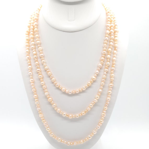 Pink Pearl Beaded Triple Strand Choker/Necklace | 16" Genuine Natural Gemstone | Handmade