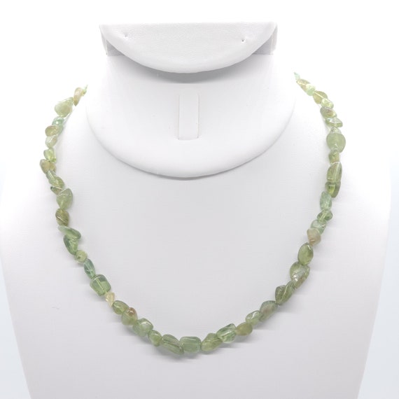 Green Apatite Beaded Choker Necklace | Handmade | 15" Genuine Natural Gemstone