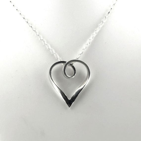 Twisted Heart Pendant | Handmade | Made to Order | Pure 960 Silver | Tarnish Resistant | Fully 100% Hypoallergenic