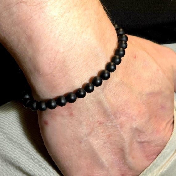 Black Onyx Genuine Gemstone Handmade Beaded Semi-Minimalist Bracelet | 6mm | Round | Matte