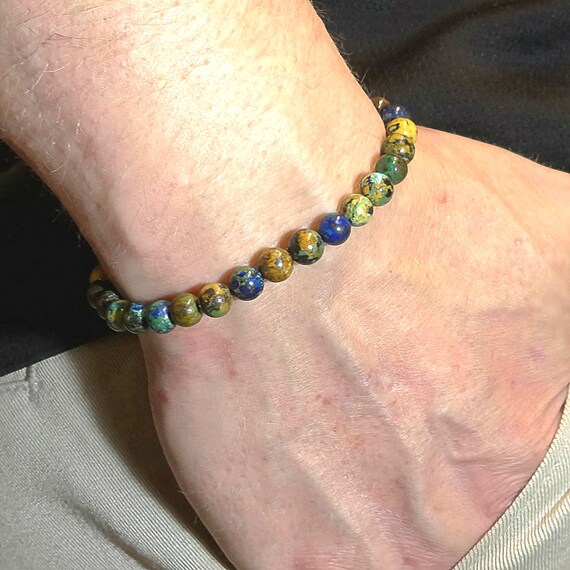 Azurite Genuine Gemstone Handmade Beaded Semi-Minimalist Bracelet | 6mm | Round | AAA