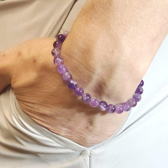Dream Amethyst Beaded Semi-Minimalist Stretch Bracelet | 6mm Genuine Natural Gemstone | Handmade to Order | Optional Personalization