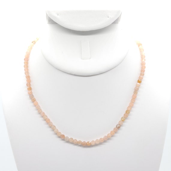 Peach Moonstone Beaded Choker/Necklace | 15" Genuine Natural Gemstone