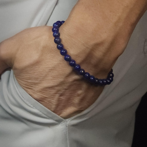 Lapis Lazuli Beaded Semi-Minimalist Stretch Bracelet | 6mm Genuine Natural Gemstone | Handmade to Order