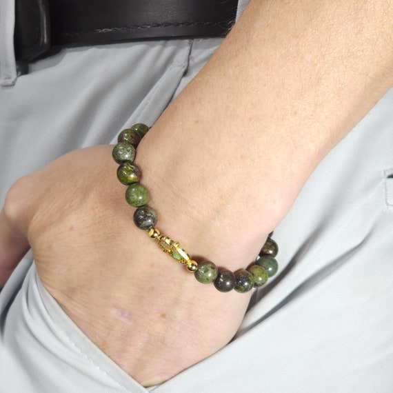 Dragon Blood Jasper Evil Eye Stretch Bracelet | Genuine Natural Gemstone | Handmade to Order