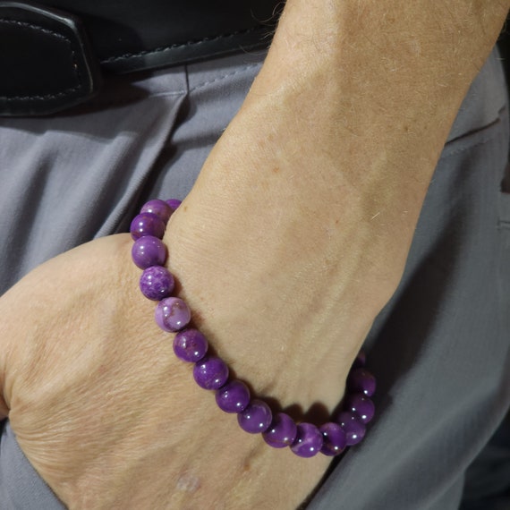 Purple Mica Stretch Bracelet | 8mm Genuine Natural Gemstone | Handmade to Order
