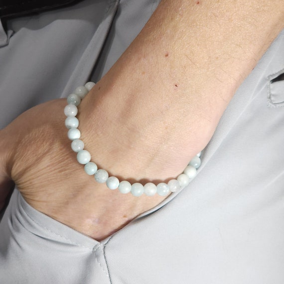 Hemimorphite Semi-Minimalist Stretch Bracelet | 6mm Genuine Natural Gemstone | Handmade to Order