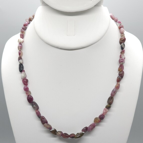 Red Tourmaline Beaded Necklace | 17" Genuine Natural Gemstone