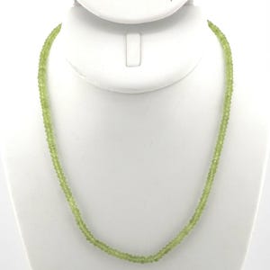 Peridot Beaded Necklace | 17&quot; Genuine Natural Faceted Gemstone | Handmade