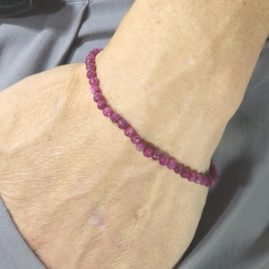 Ruby Minimalist Stretch Bracelet | 4mm Faceted Genuine Natural Gemstone | Handmade to Order