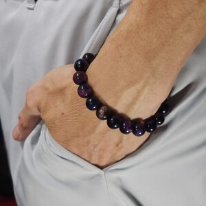 Purple Galaxy Tiger&#39;s Eye Stretch Bracelet | 10mm Genuine Natural Gemstone | Handmade to Order