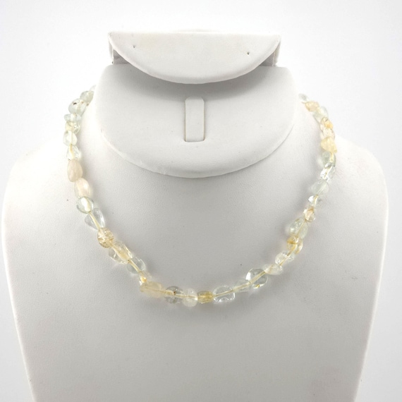Gold Rutilated Quartz Beaded Choker/Necklace | 14" Genuine Natural Gemstone | Handmade | Hypoallergenic Version Available