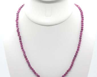 Ruby Beaded Necklace | 17" Genuine Natural Gemstone | Handmade