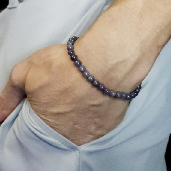 Tanzanite Beaded Minimalist Stretch Bracelet | 4mm Genuine Natural Gemstone | Handmade to Order