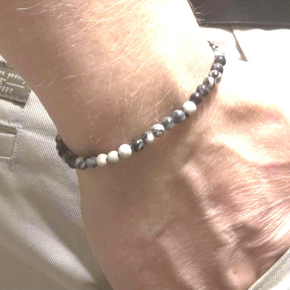 Map Jasper Genuine Gemstone Handmade Beaded Minimalist Bracelet | 4mm | Round