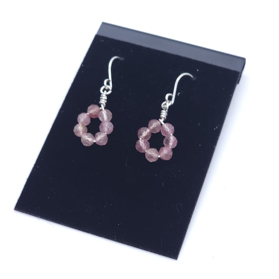 Strawberry Quartz Teardrop Earrings | Handmade in Sterling Silver and Genuine Natural Gemstone