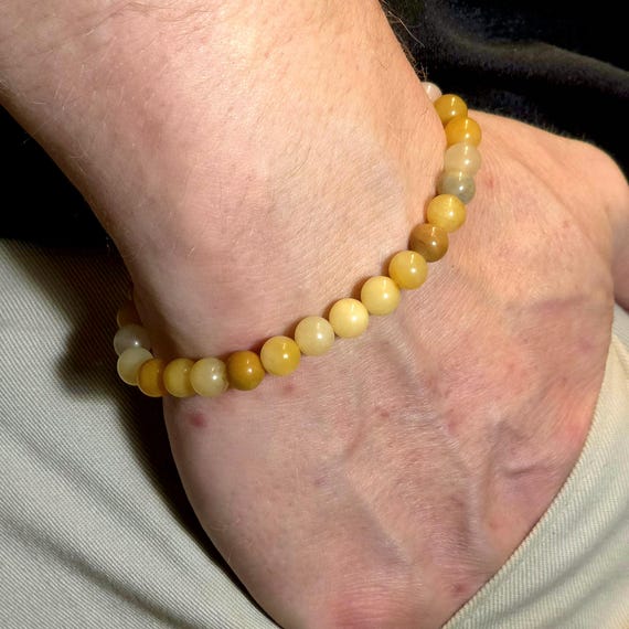 Yellow Topaz Genuine Gemstone Handmade Beaded Semi-Minimalist Bracelet | 6mm | Round