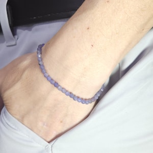 Tanzanite Beaded Minimalist Stretch Bracelet | 4mm Faceted Genuine Natural Gemstone | Handmade to Order