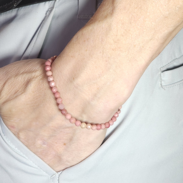 Red Angelite Minimalist Stretch Bracelet | 4mm Genuine Natural Gemstone | Handmade to Order