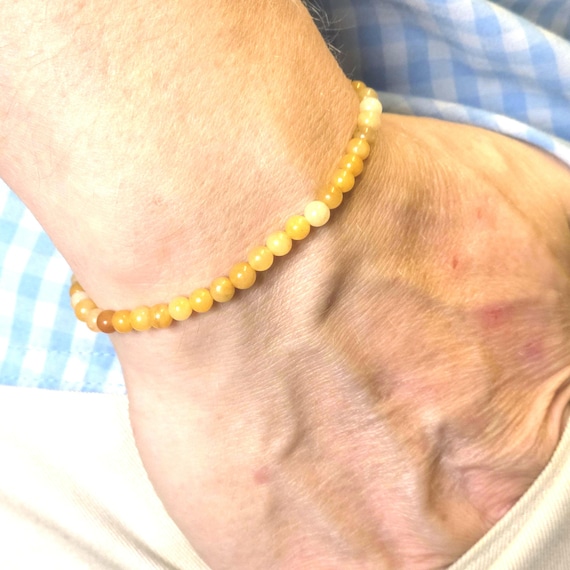 Yellow Topaz Genuine Gemstone Handmade Beaded Minimalist Bracelet | 4mm | Round