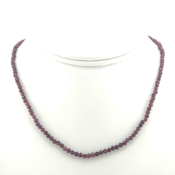 Garnet  Beaded  Minimalist Choker/Necklace | 3mm Genuine Natural AAA Gemstone | Handmade to Order | Hypoallergenic Version Available