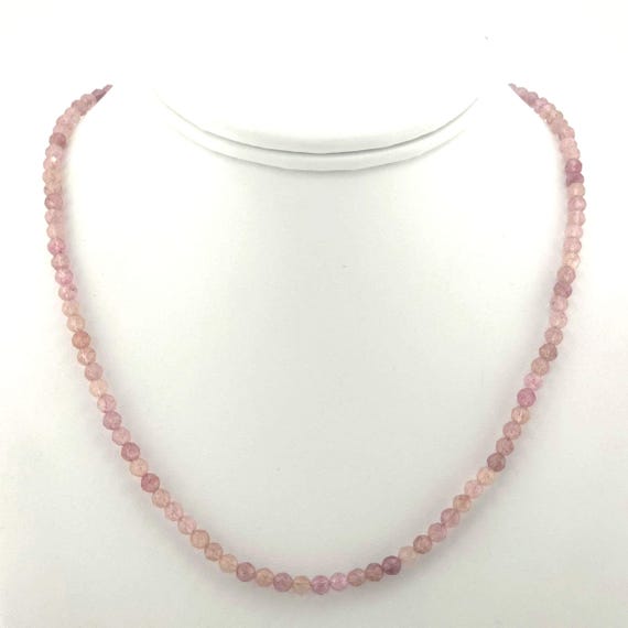 Strawberry Quartz Beaded Choker/Necklace | 4mm Genuine Natural Faceted Gemstone | Handmade to Order | Hypoallergenic Version Available