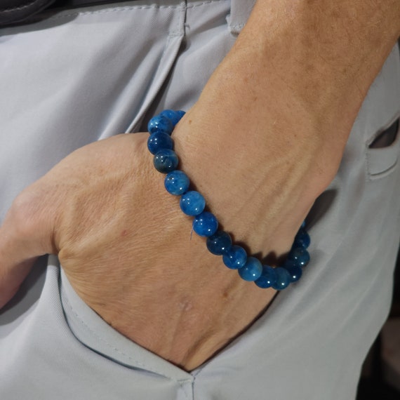 Neon Apatite Stretch Bracelet | 8mm Genuine Natural Gemstone | Handmade to Order