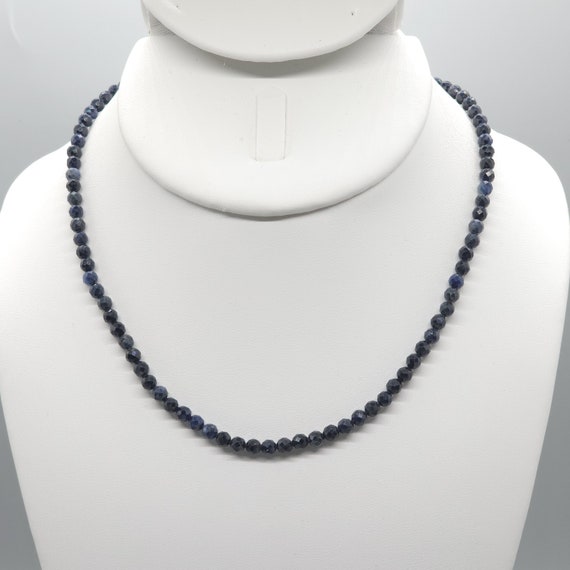 Genuine Blue Sapphire Beaded Choker/Necklace | 15" Natural Gemstone