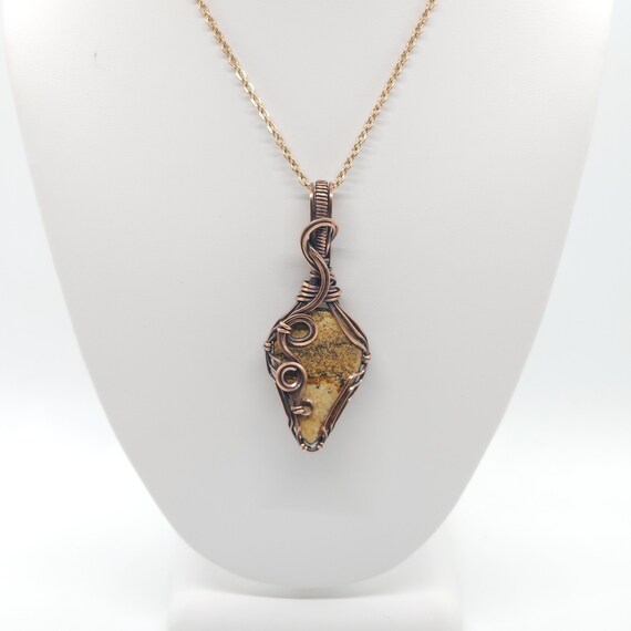 Maligano Jasper Pendant Necklace | Hand Made | Wrapped in Copper