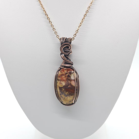 Bird's Eye Jasper Pendant Necklace | Hand Made | Wrapped in Copper