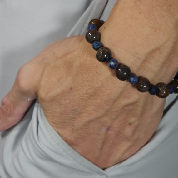 Pietersite & Dumortierite Stretch Bracelet | 10mm/6mm Genuine Natural Gemstone | Handmade to Order