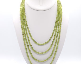 Peridot Beaded Four Strand Choker/Necklace | 16" Genuine Natural Gemstone