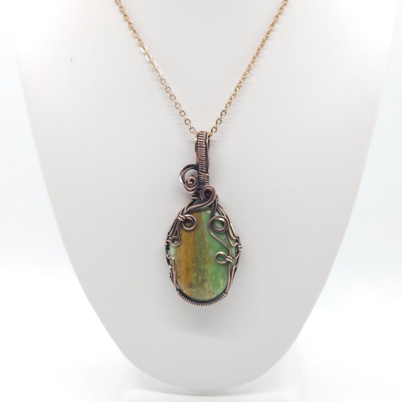 Chrome Chalcedony Pendant Necklace | Hand Made | Wrapped in Copper