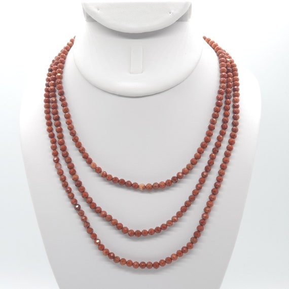 Red Jasper Beaded Triple Strand Choker/Necklace | 15" Genuine Natural Gemstone