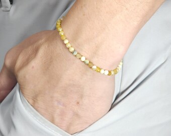 Yellow Opal Genuine Gemstone Handmade Beaded Minimalist Bracelet | 4mm | Faceted