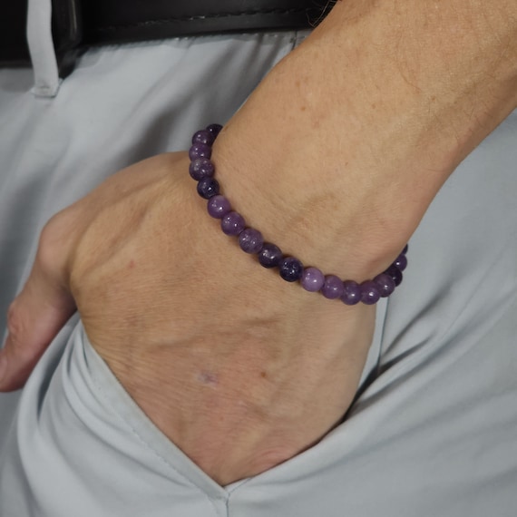 Lepidolite Semi-Minimalist Stretch Bracelet | 6mm Genuine Natural Gemstone | Handmade to Order