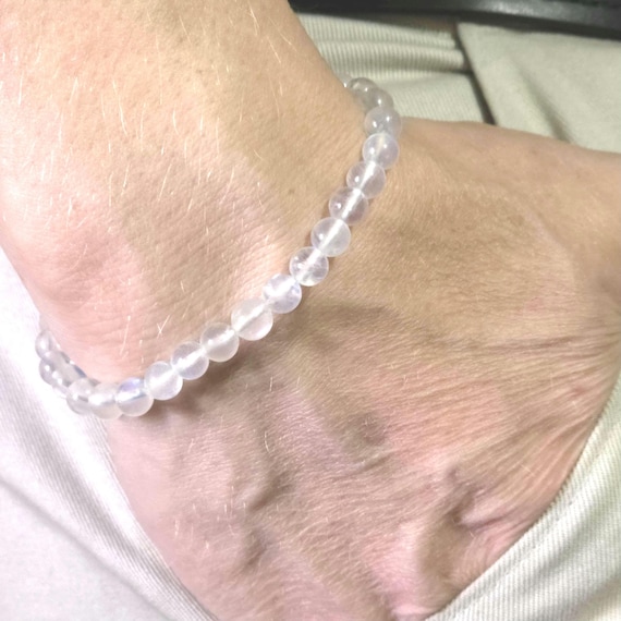 Moonstone Semi-Minimalist Stretch Bracelet | 6mm Genuine 5A Natural Gemstone | Handmade to Order