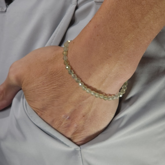 Prehnite Beaded Minimalist Stretch Bracelet | 4mm Genuine Natural Gemstone | Handmade to Order