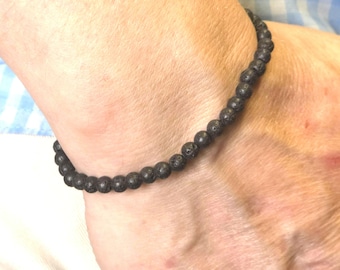 Lava Stone Genuine Gemstone Handmade Beaded Minimalist Bracelet | 4mm | Round