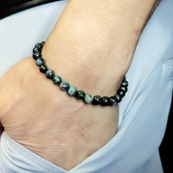 Green Pyrite Beaded Semi-Minimalist Stretch Bracelet | 6mm Genuine Natural Gemstone | Handmade to Order