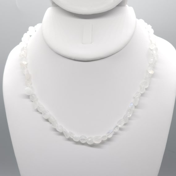 Moonstone Beaded Choker/Necklace | Handmade | 16" Genuine Natural Gemstone