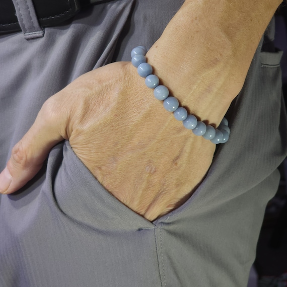 Angelite Stretch Bracelet | 8mm Genuine Natural Gemstone | Handmade to Order