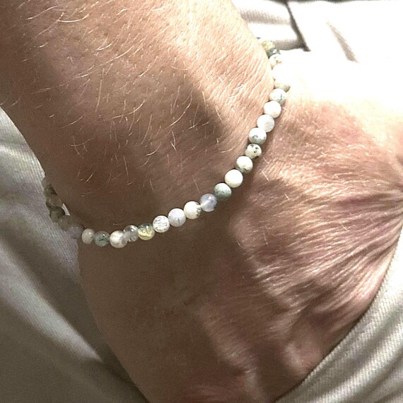 Tree Agate Genuine Gemstone Handmade Beaded Minimalist Bracelet | 4mm | Round